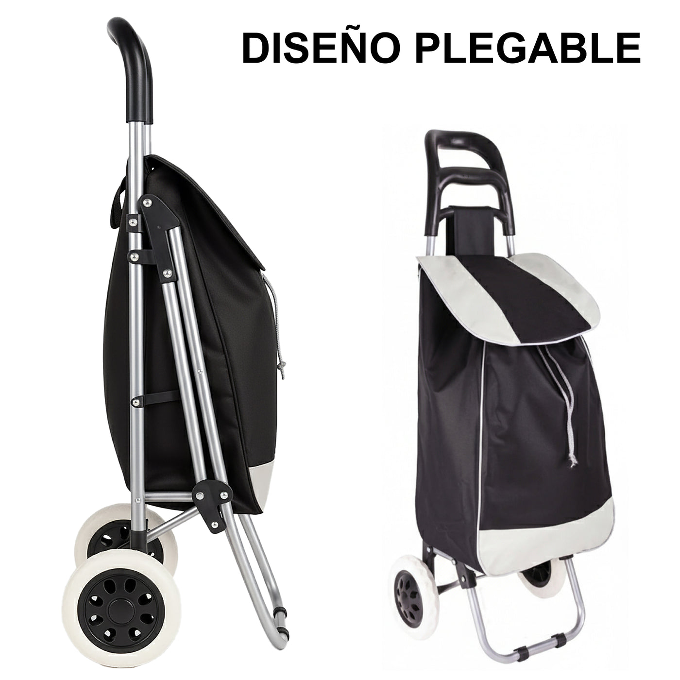 Carrito de Compras Plegable con Ruedas (Mandado) color Negro