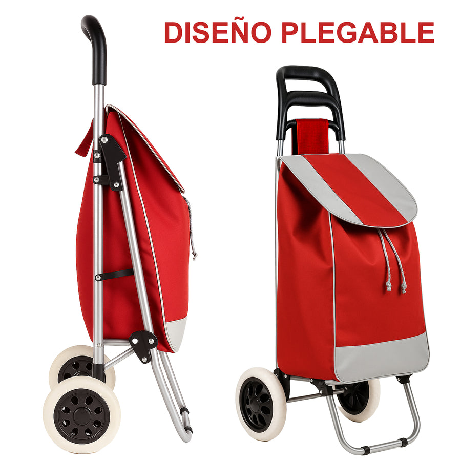 Carrito de Compras Plegable con Ruedas (Mandado) color Rojo