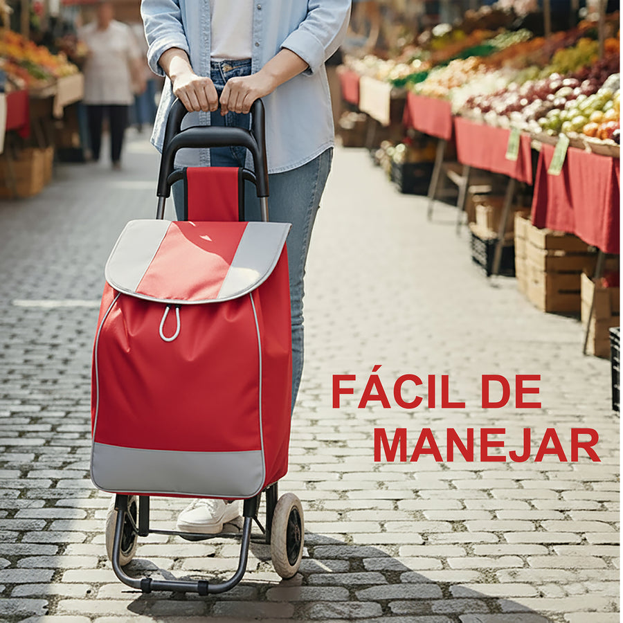 Carrito de Compras Plegable con Ruedas (Mandado) color Rojo
