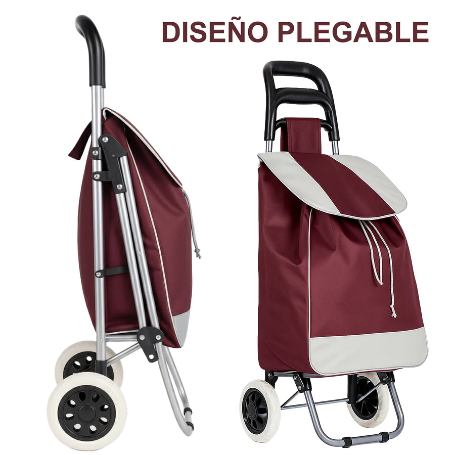 Carrito de Compras Plegable con Ruedas (Mandado) color Vino