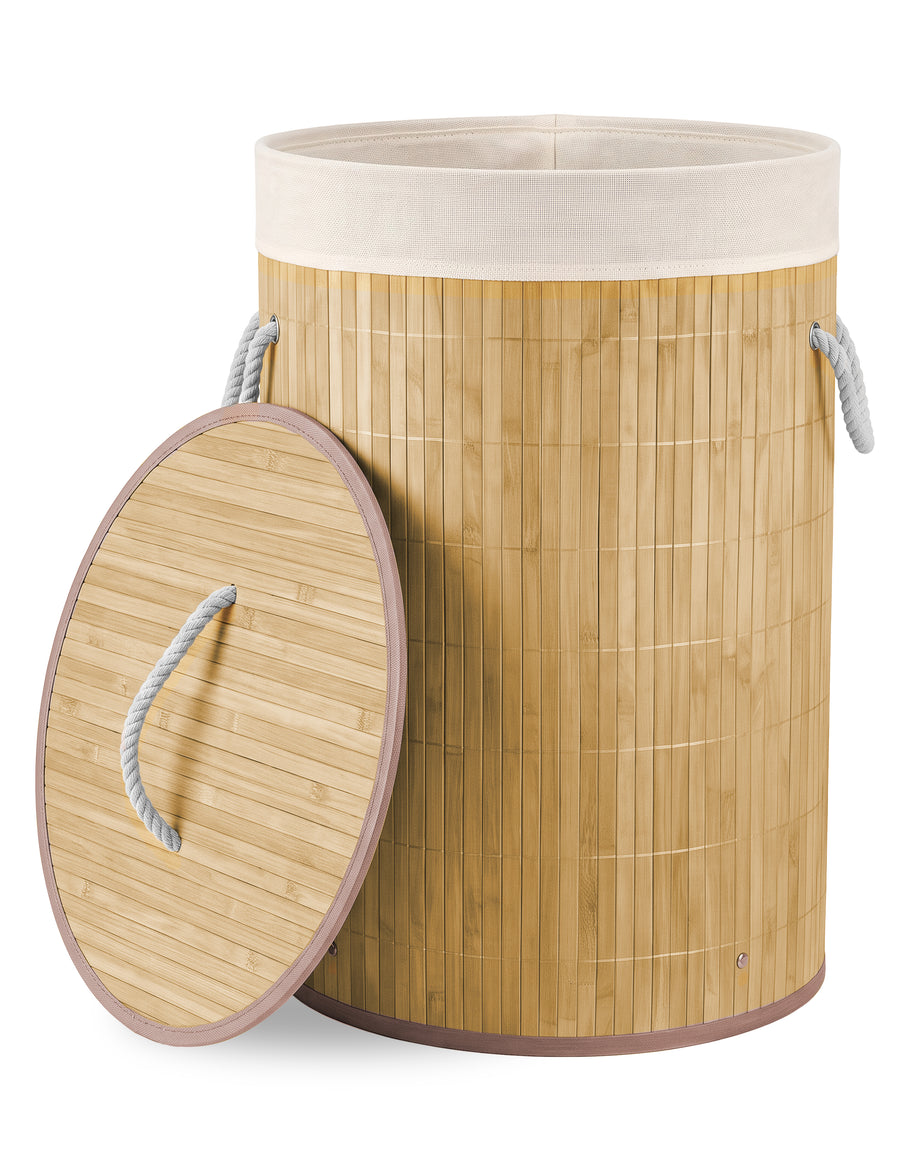 Cesto para Ropa Sucia de Bambú con Asas · Madera