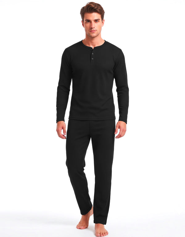 Conjunto Térmico Playera Manga Larga y Pants · 2 Piezas (M5230) color Negro