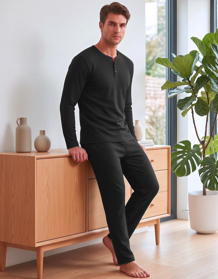 Conjunto Térmico Playera Manga Larga y Pants · 2 Piezas (M5230) color Negro