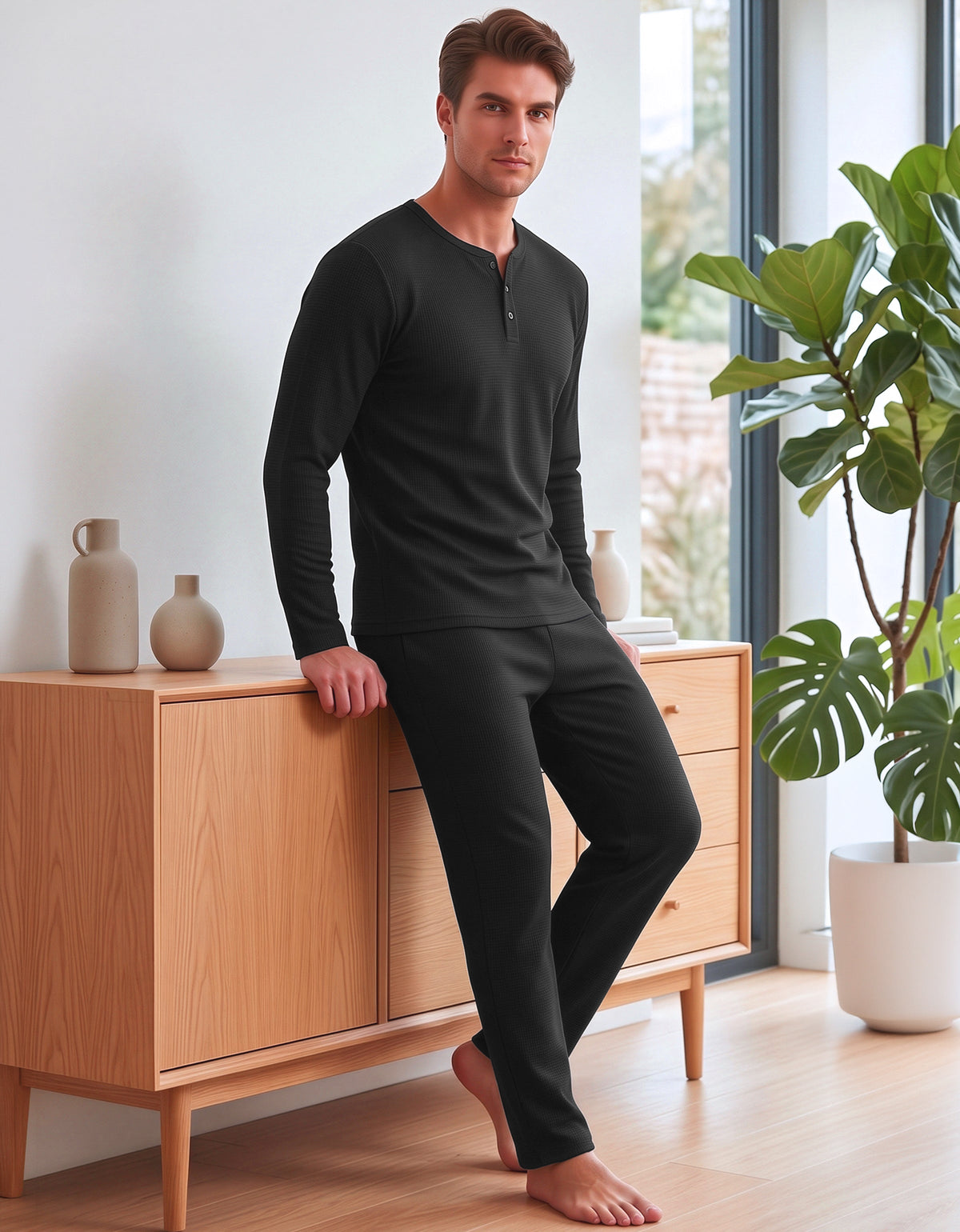 Conjunto Térmico Hombre diseño Negro liso