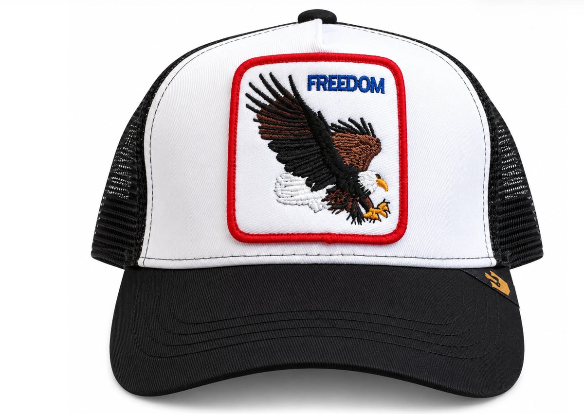 Gorra Trucker con Malla Diseño de Animales · Ajustable · Diseño Águila blanca y negra