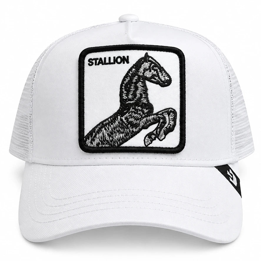 Gorra Trucker con Malla Diseño de Animales · Ajustable · Diseño Caballo blanco