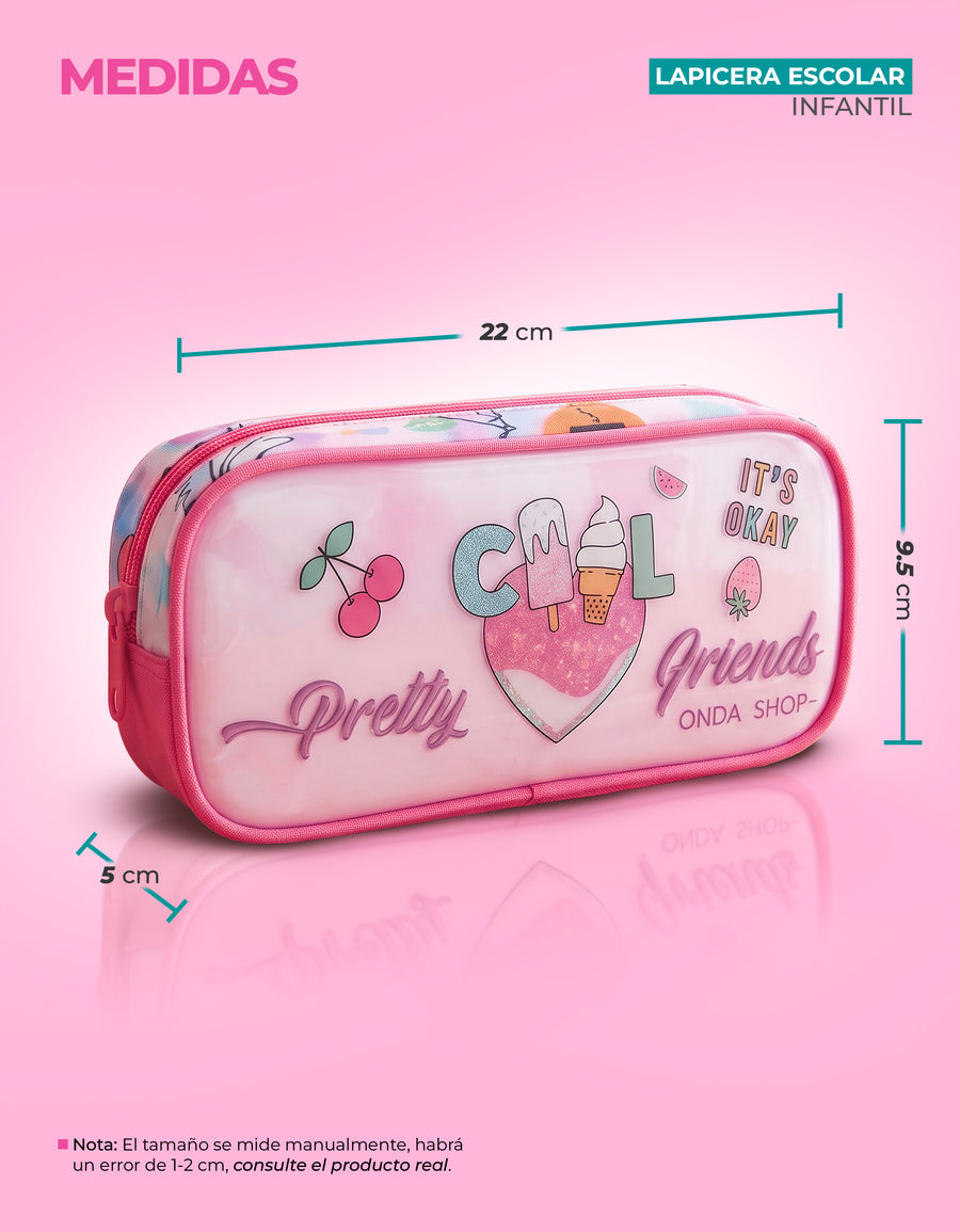 Lapicera Escolar con Cierre 21.5 × 9 × 5 cm