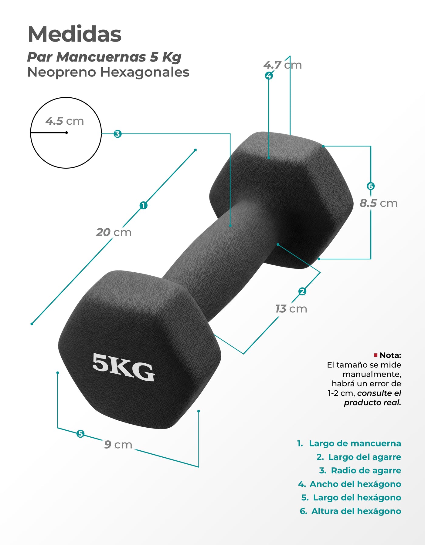 Mancuernas de 2 kg · Par (2 Piezas) color Negro