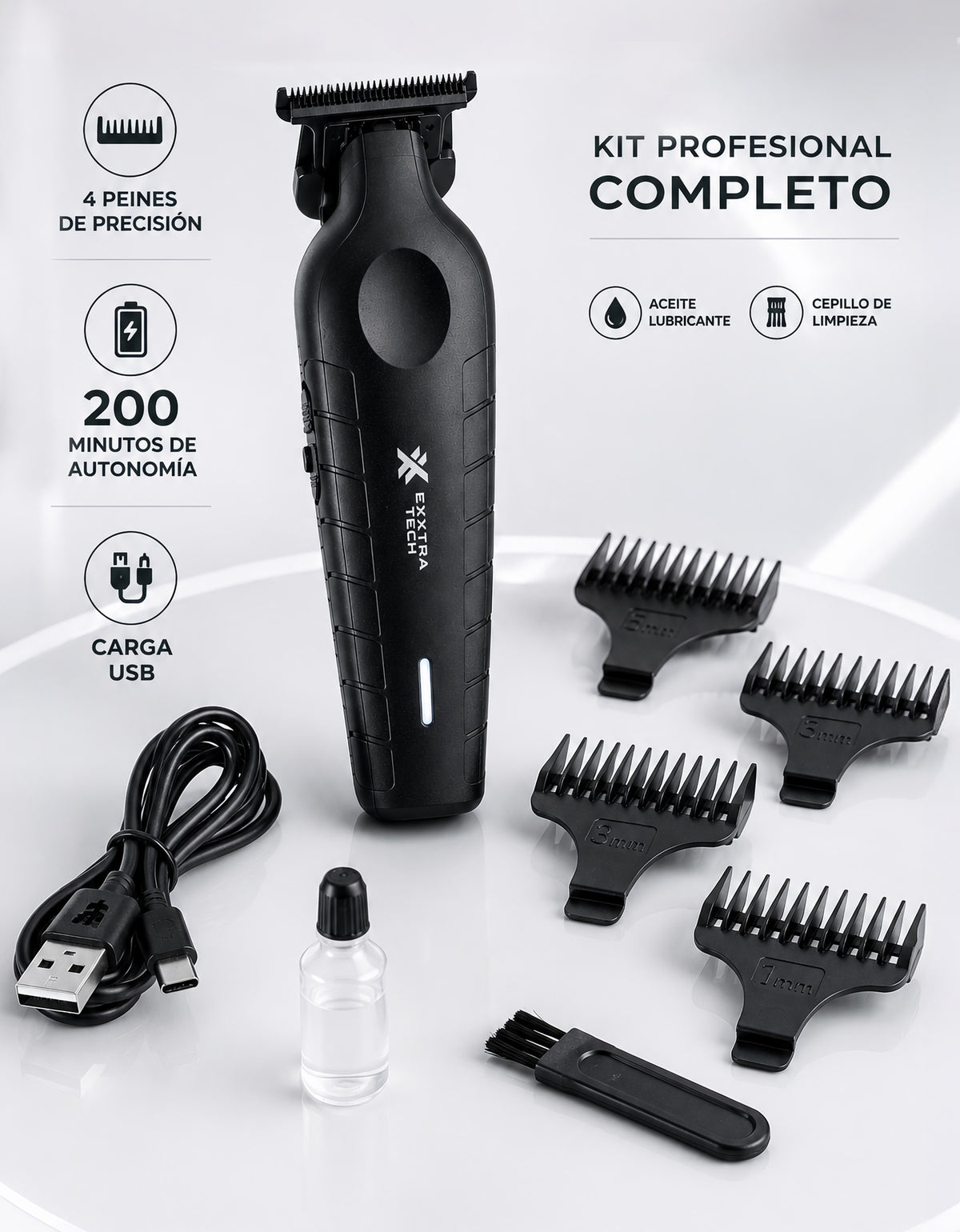 Máquina Cortapelo Recargable USB-C color Negro