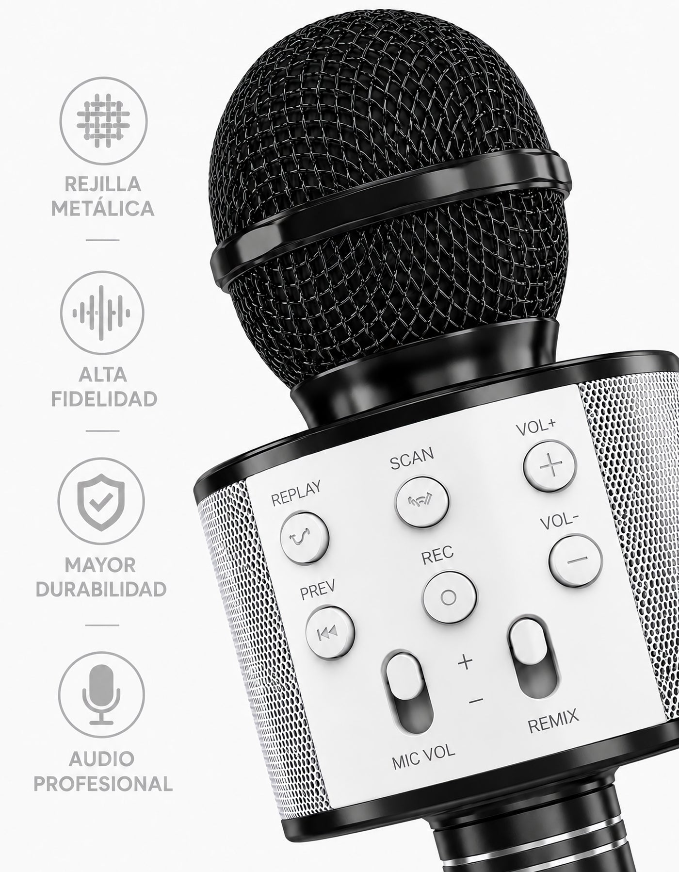 Micrófono Karaoke Bluetooth con Bocina WS858 color Negro