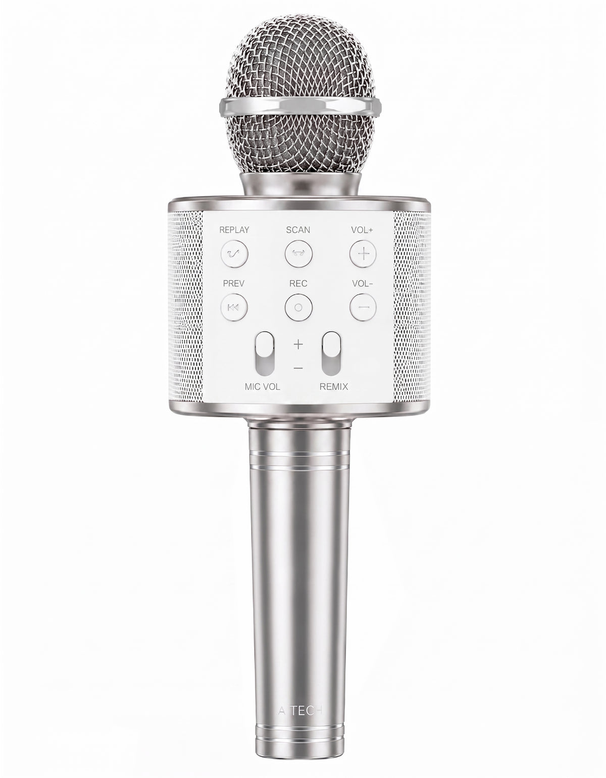 Micrófono Karaoke Bluetooth con Bocina WS858 color Plata