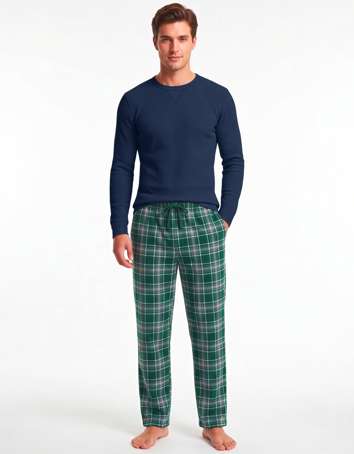Conjunto Térmico Hombre diseño Azul marino con cuadros