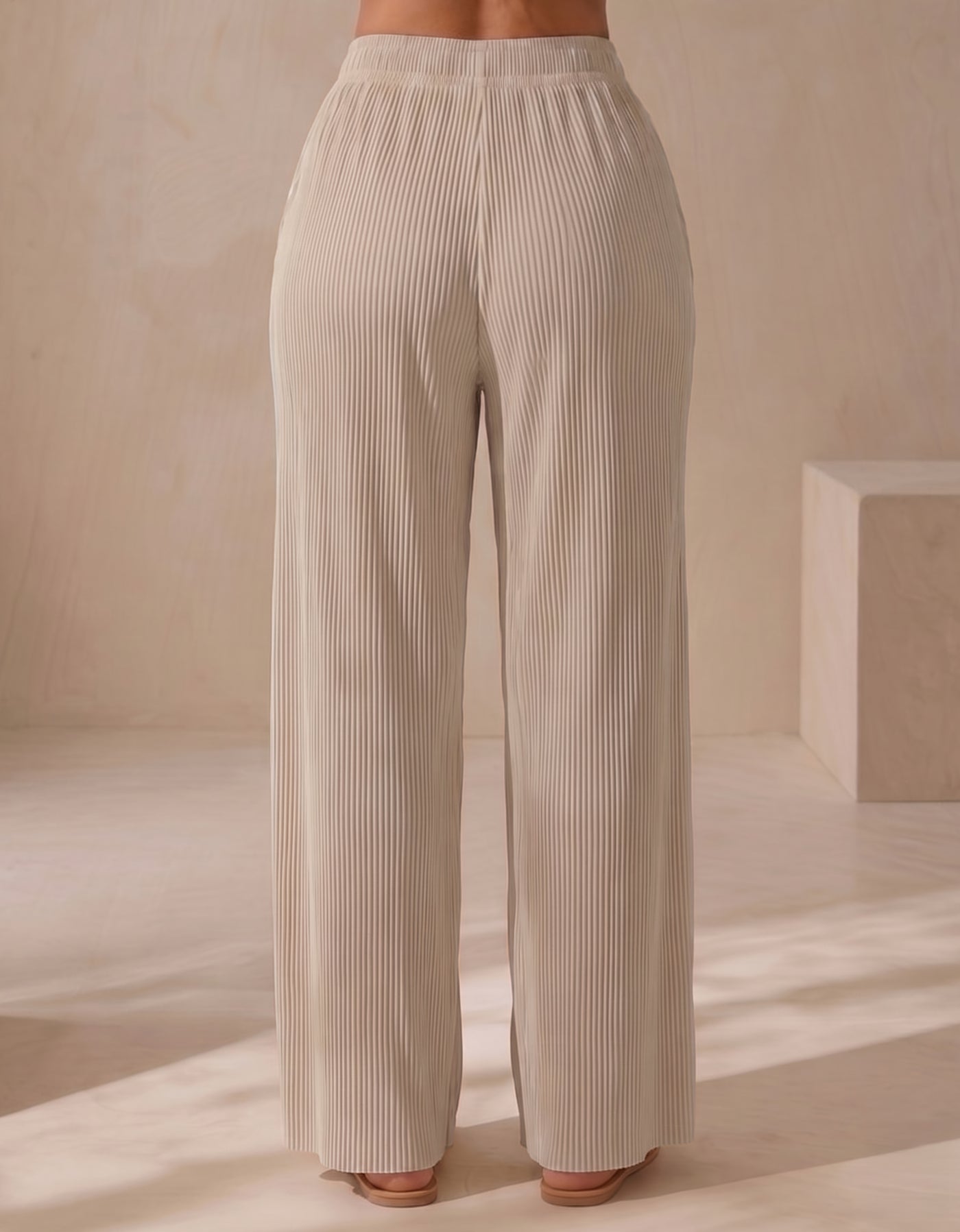 Pantalón Mujer Pierna Ancha Casual color Beige