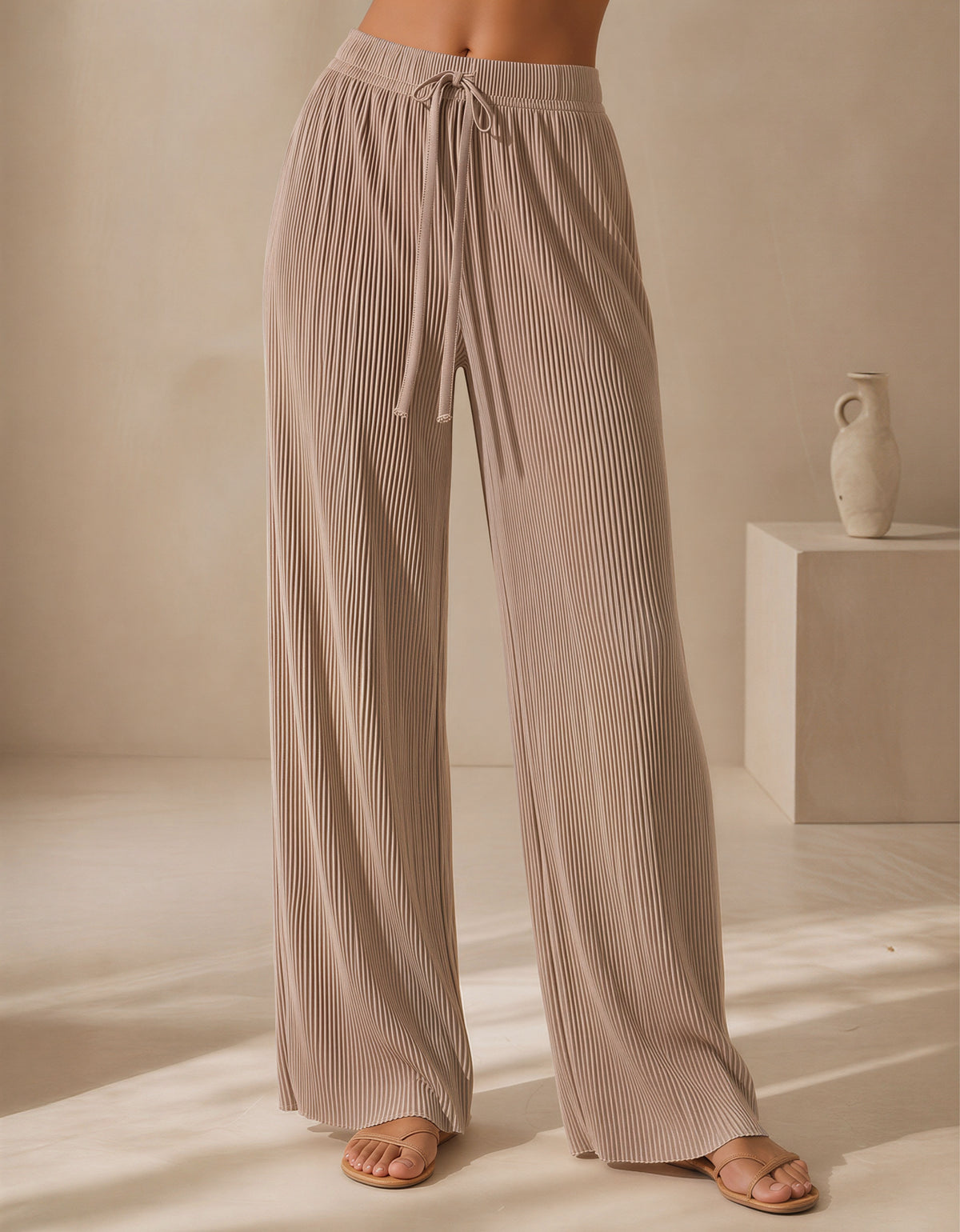 Pantalón Mujer Pierna Ancha Casual color Café