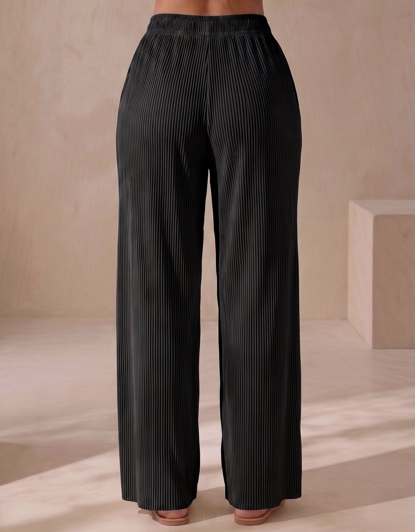 Pantalón Mujer Pierna Ancha Casual color Negro