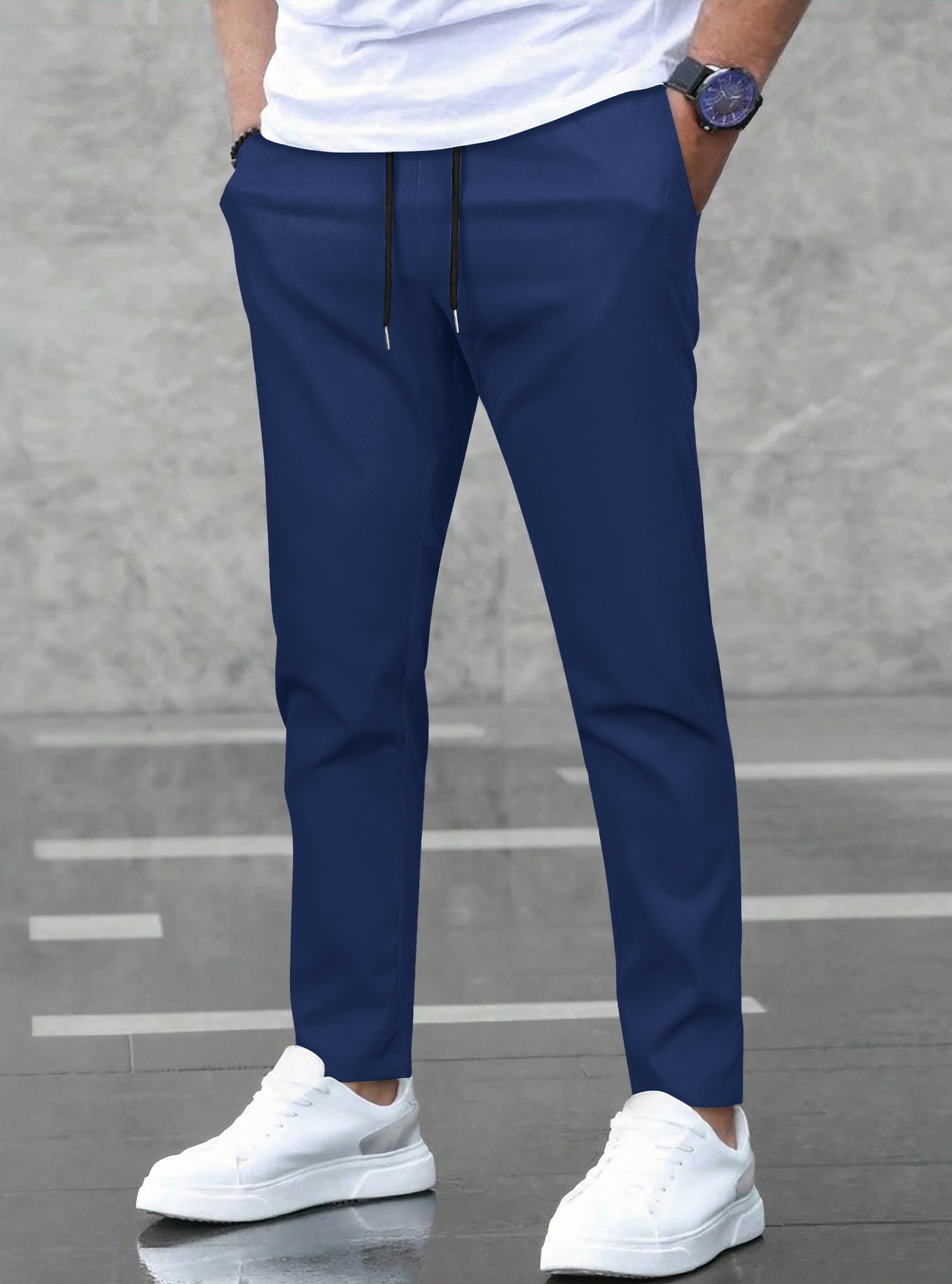 Pantalones Jogger Slim Fit Hombre Deportivos Casuales color Azul