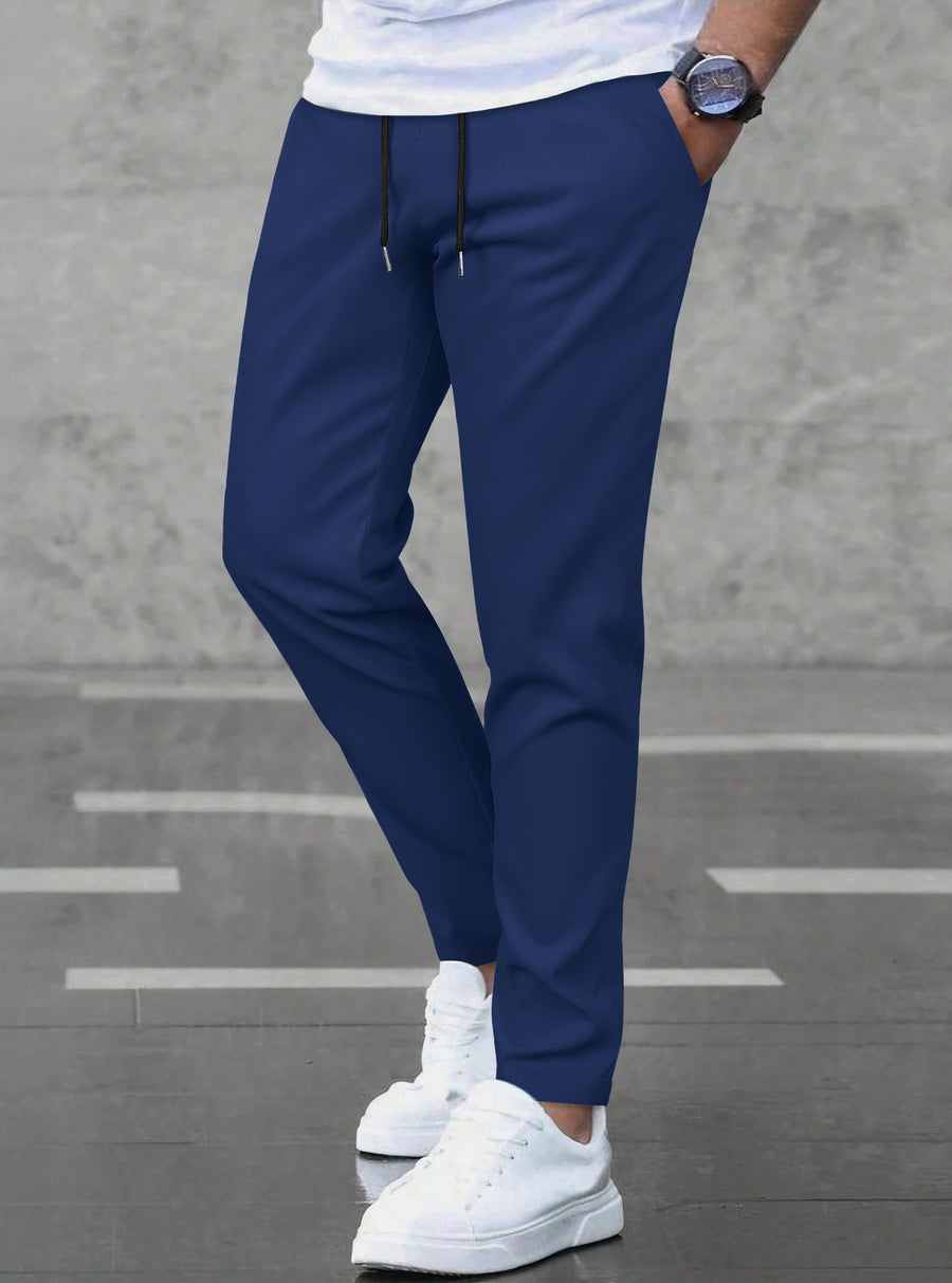 Pantalones Jogger Slim Fit Hombre Deportivos Casuales color Azul