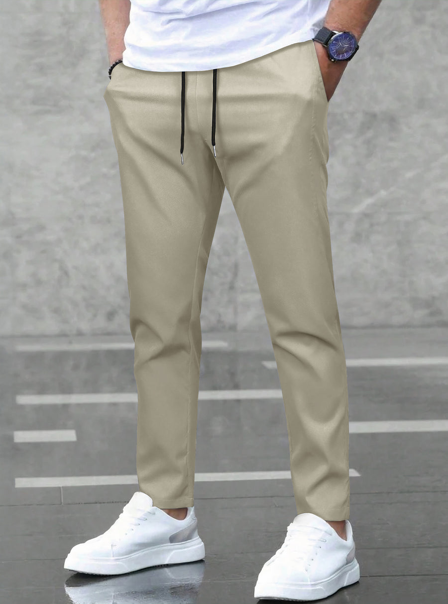 Pantalones Jogger Slim Fit Hombre Deportivos Casuales color Beige