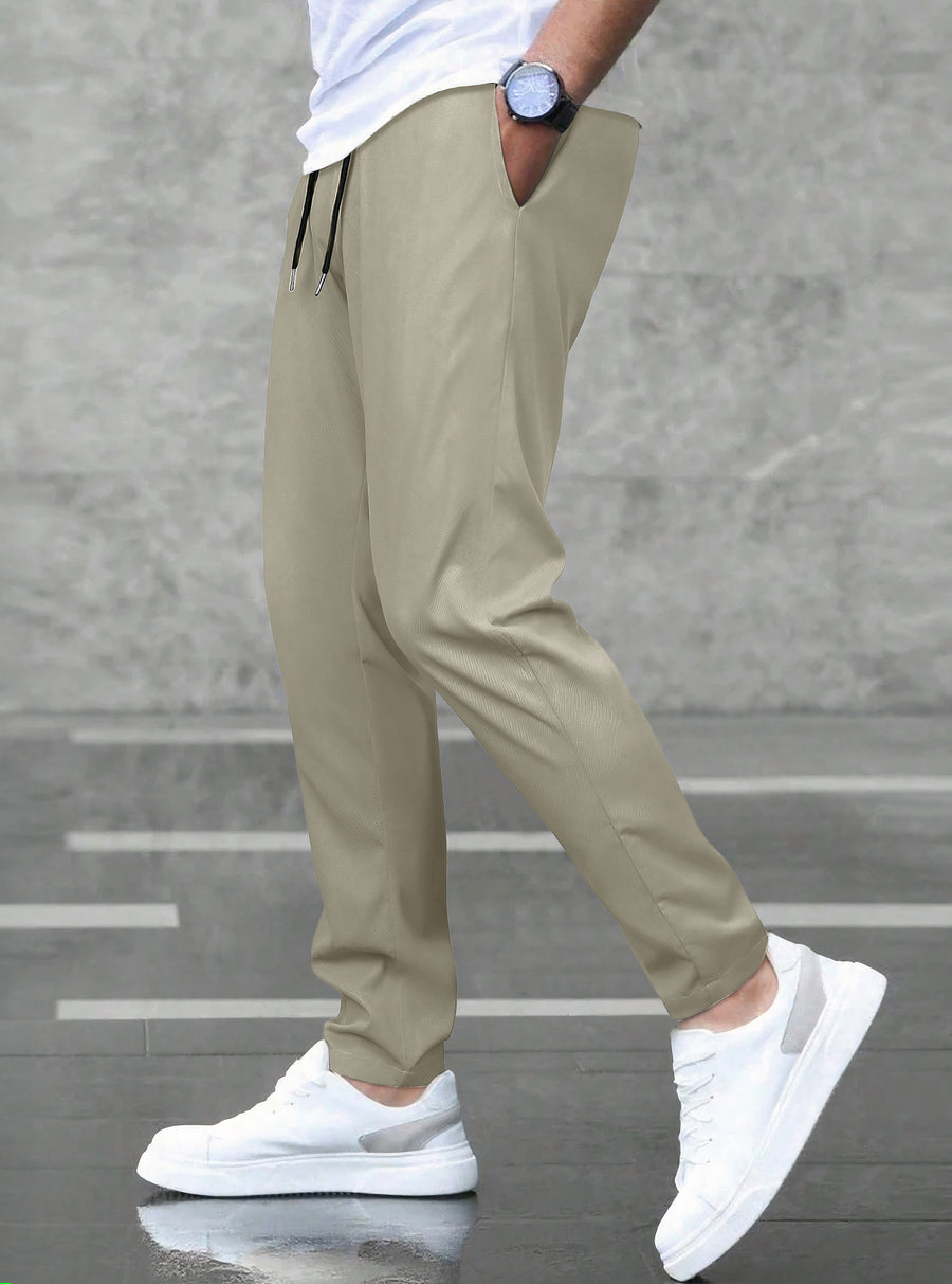 Pantalones Jogger Slim Fit Hombre Deportivos Casuales color Beige