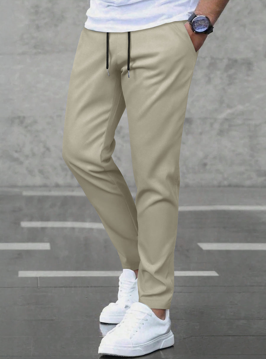Pantalones Jogger Slim Fit Hombre Deportivos Casuales color Beige
