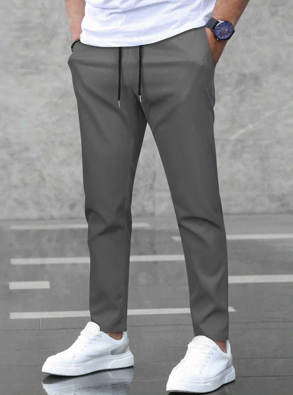 Pantalones Jogger Slim Fit Hombre Deportivos Casuales color Gris