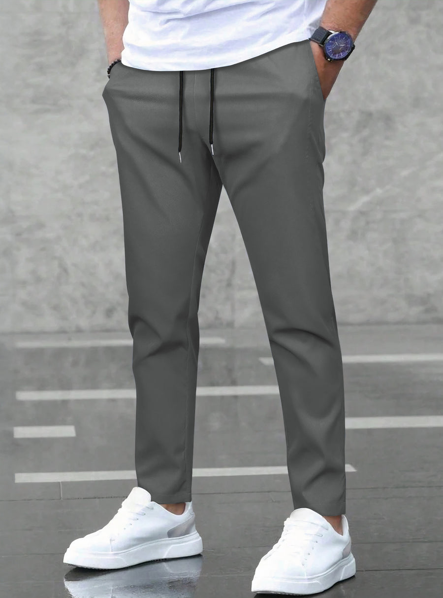 Pantalones Jogger Slim Fit Hombre Deportivos Casuales color Gris