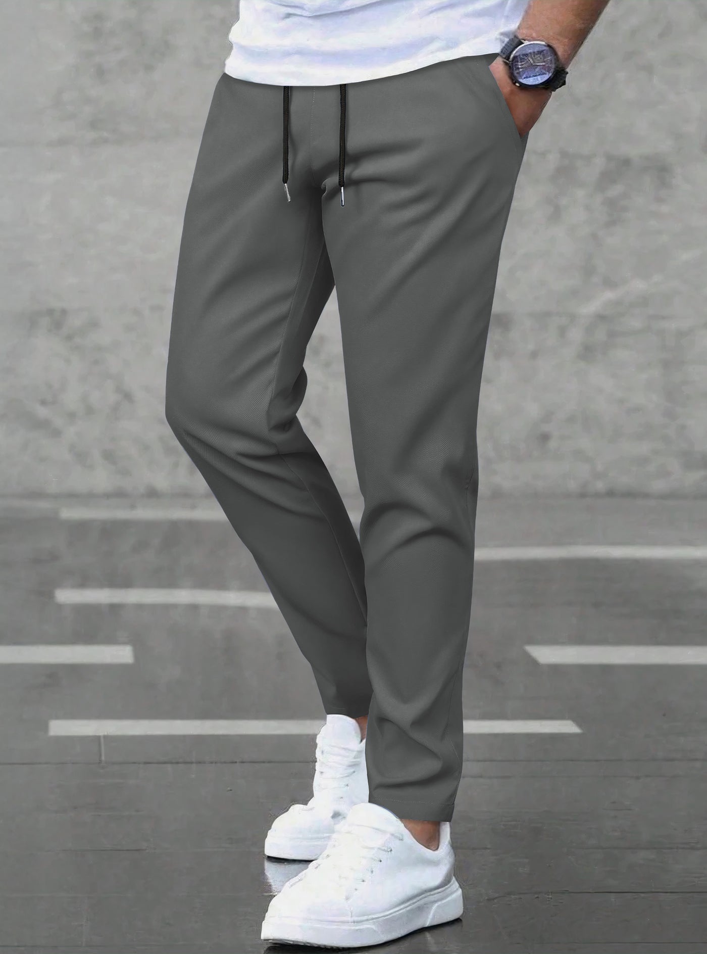 Pantalones Jogger Slim Fit Hombre Deportivos Casuales color Gris