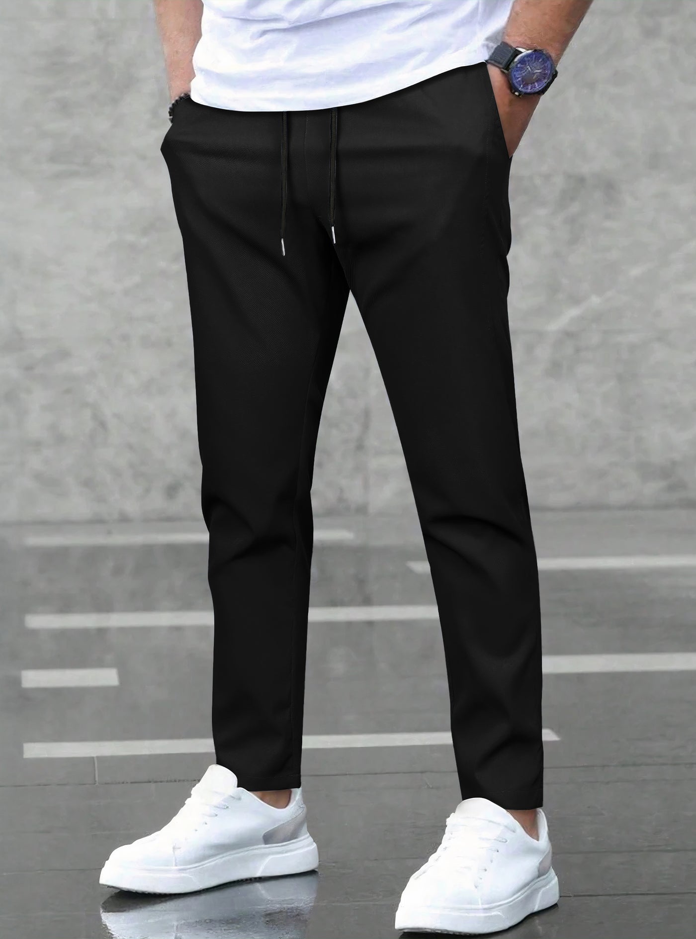 Pantalones Jogger Slim Fit Hombre Deportivos Casuales color Negro