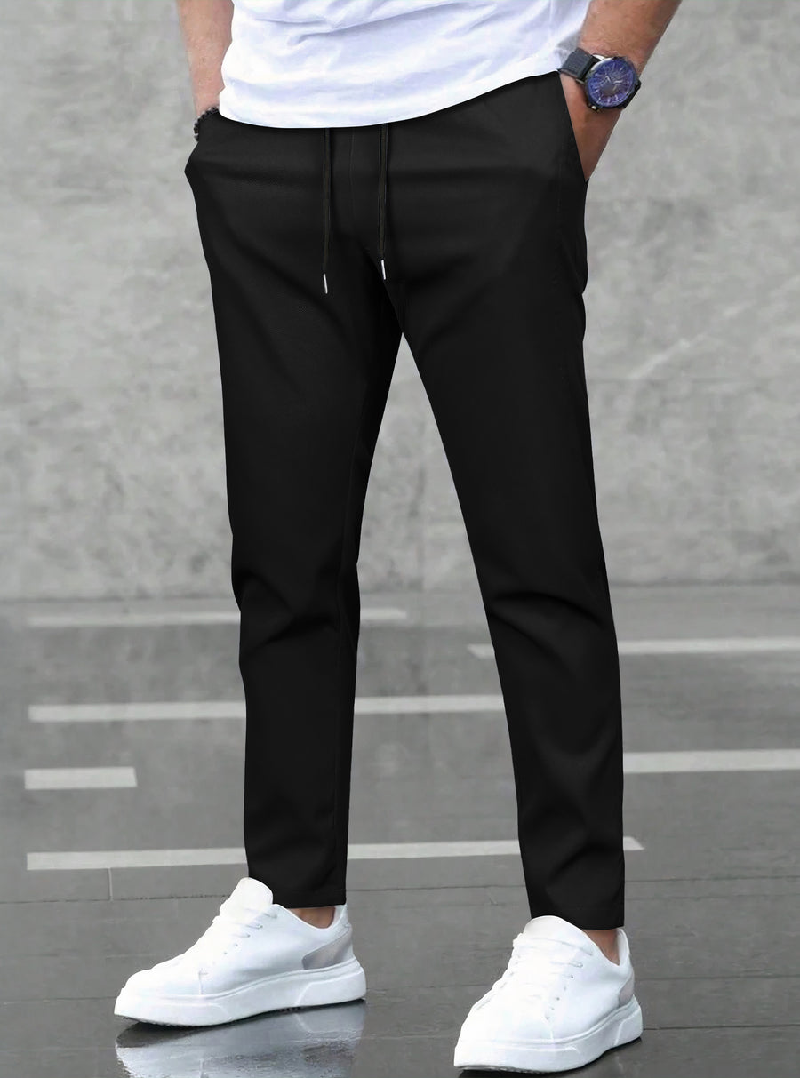 Pantalones Jogger Slim Fit Hombre Deportivos Casuales color Negro