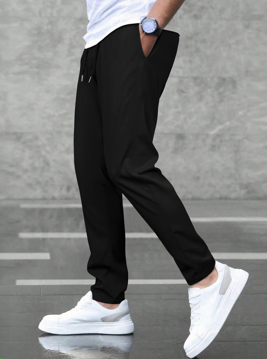 Pantalones Jogger Slim Fit Hombre Deportivos Casuales color Negro