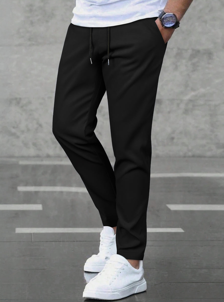 Pantalones Jogger Slim Fit Hombre Deportivos Casuales color Negro