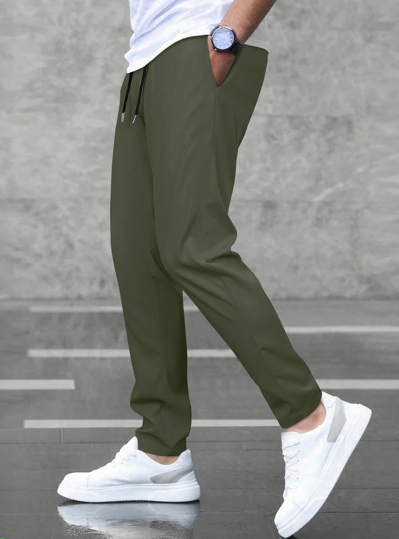 Pantalones Jogger Slim Fit Hombre Deportivos Casuales color Verde Militar