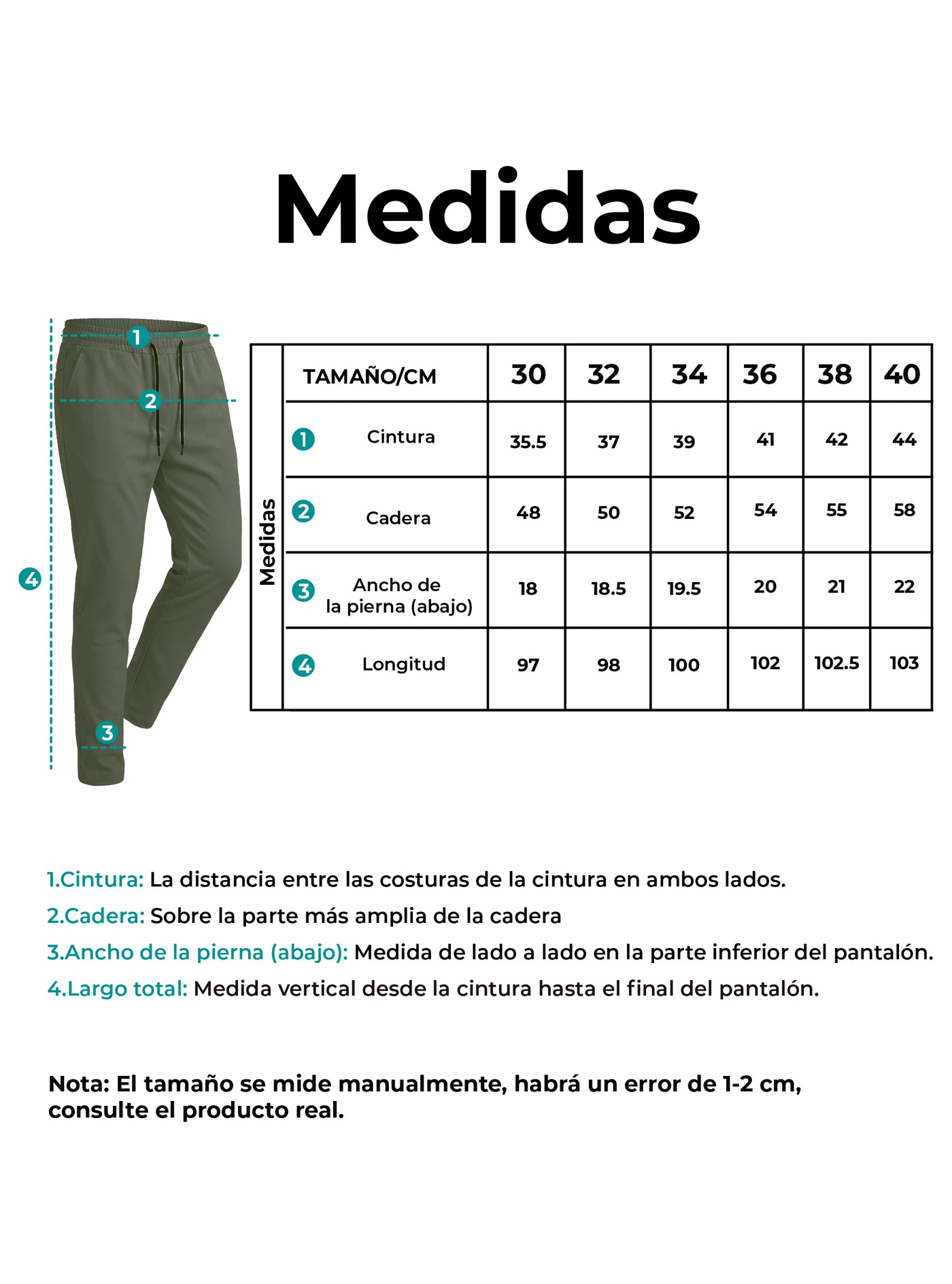 Pantalones Jogger Slim Fit Hombre Deportivos Casuales color Verde Militar