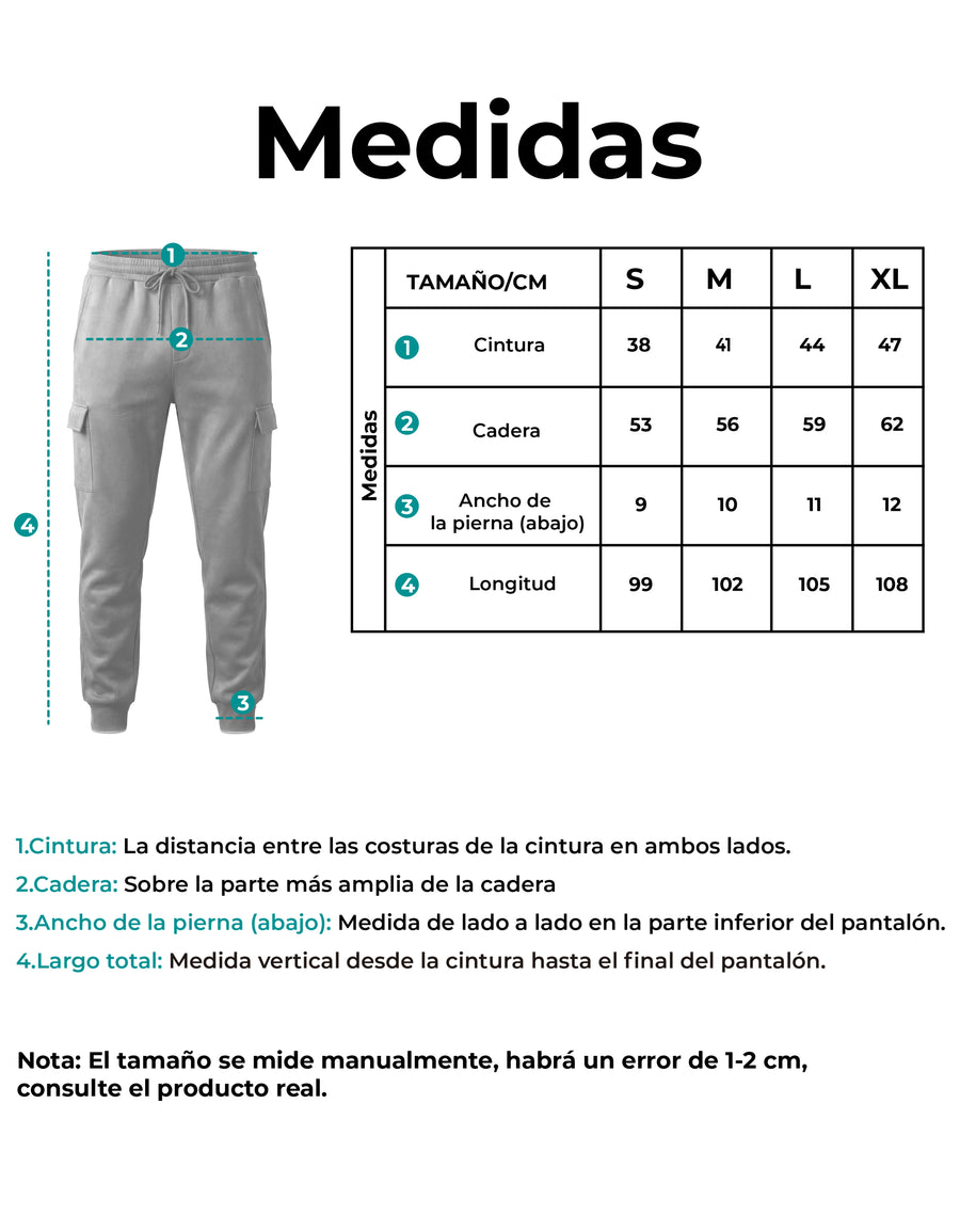 Pants Jogger Cargo Hombre Fleece con Bolsillos Laterales color Gris Jaspe