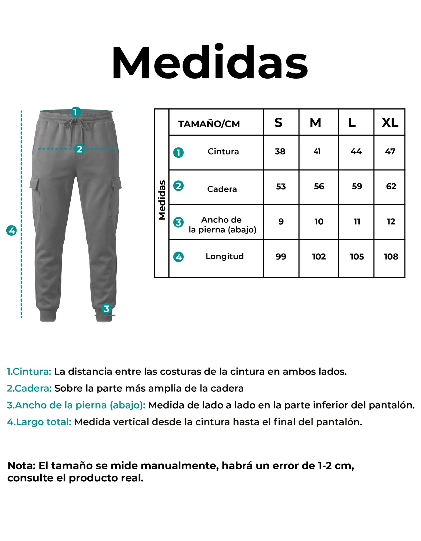 Pants Jogger Cargo Hombre Fleece con Bolsillos Laterales color Gris Oxford