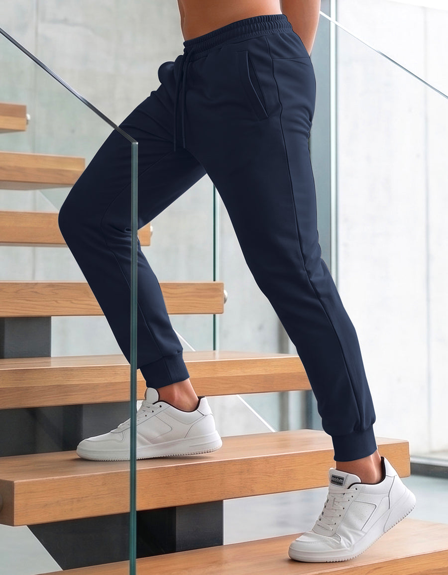 Pants Jogger Hombre Fleece con Bolsillos color Azul Marino