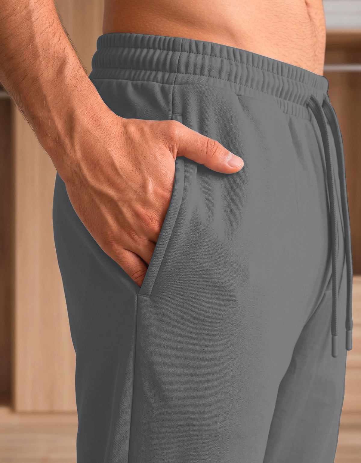 Pants Jogger Hombre Fleece con Bolsillos color Gris Oxford