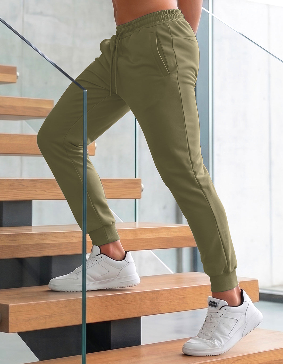 Pants Jogger Hombre Fleece con Bolsillos color Taupe