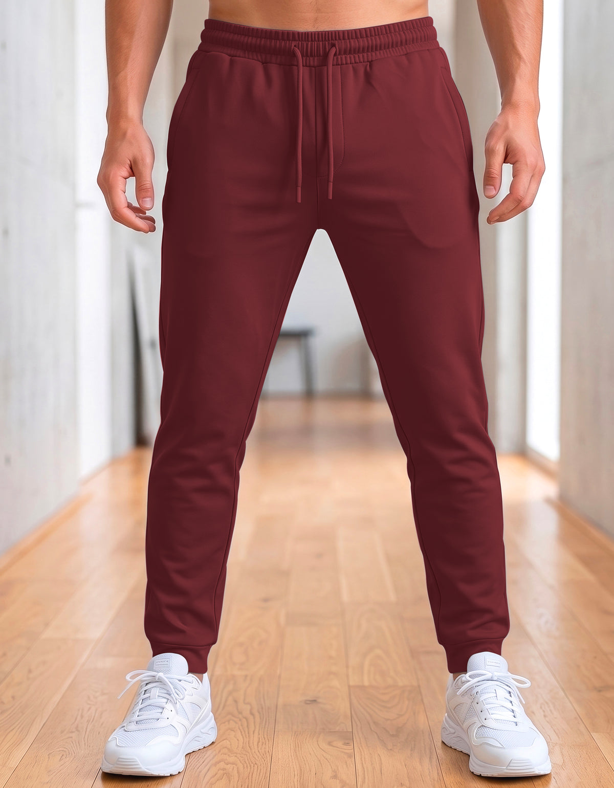 Pants Jogger Hombre Fleece con Bolsillos color Vino