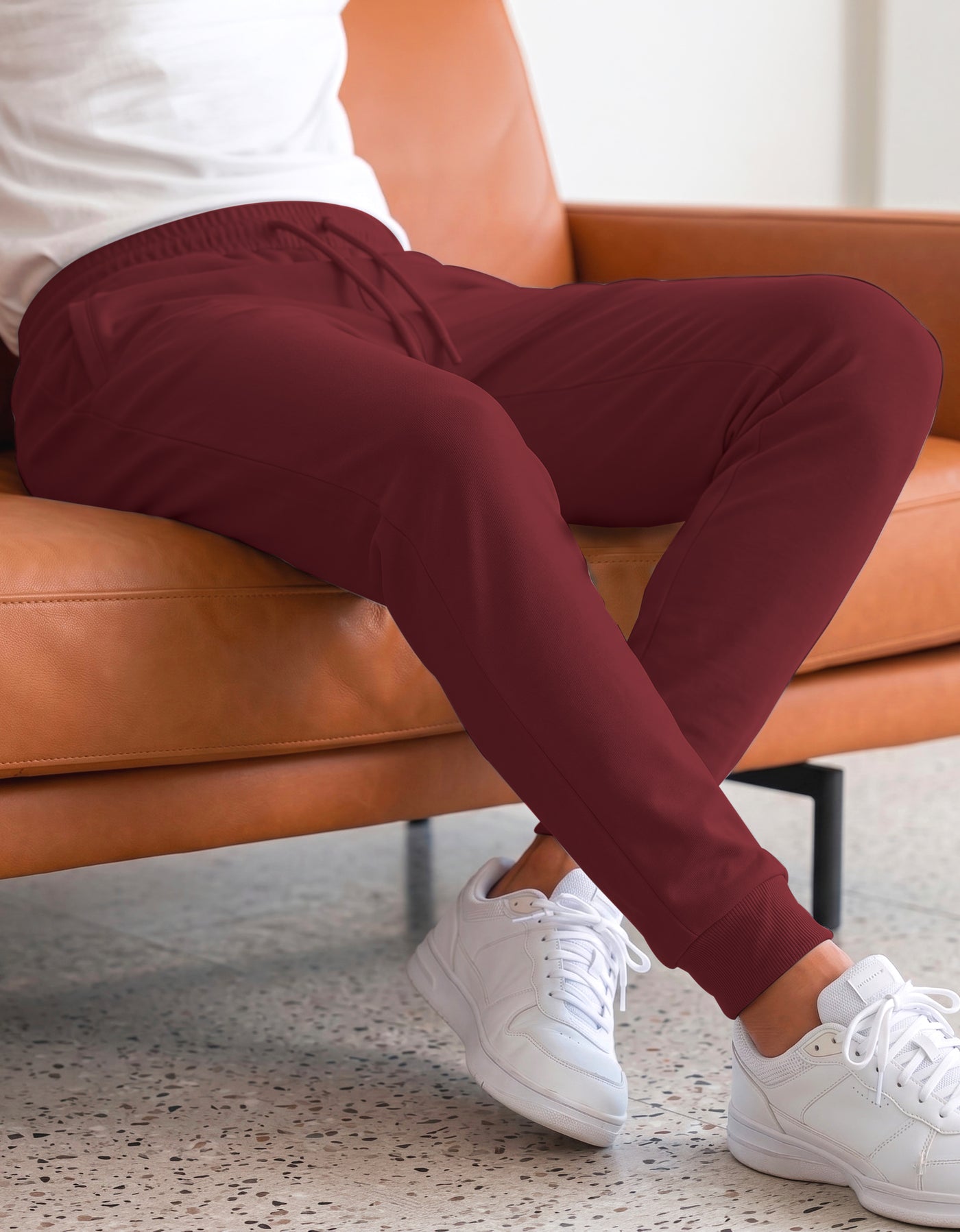 Pants Jogger Hombre Fleece con Bolsillos color Vino