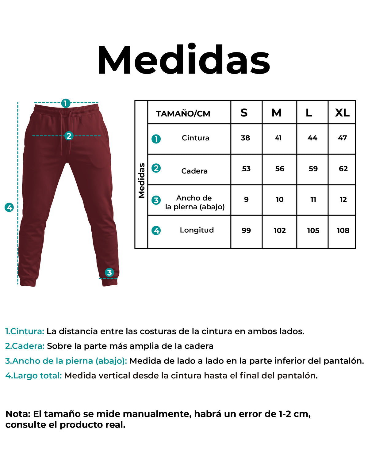 Pants Jogger Hombre Fleece con Bolsillos color Vino