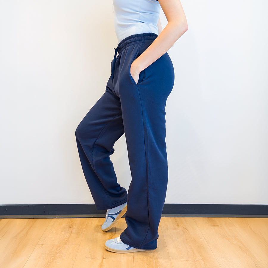 Pants Recto Mujer Fleece Corte Cómodo color Azul Marino