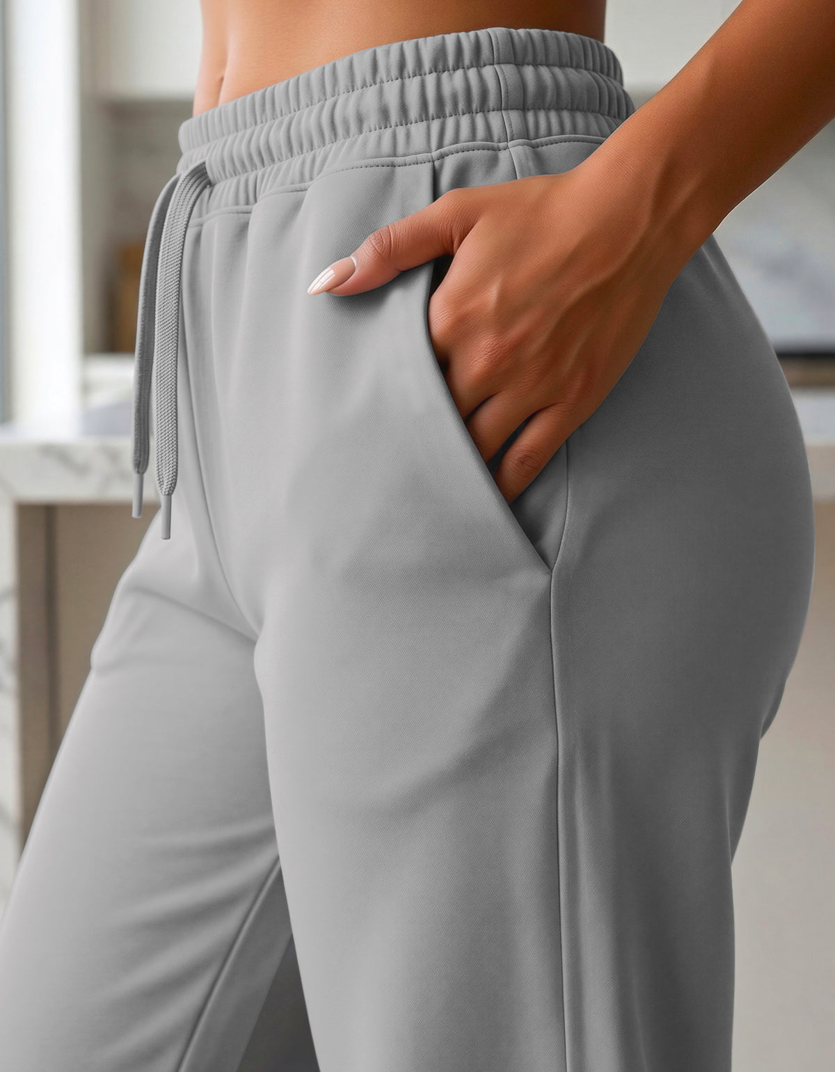 Pants Recto Mujer Fleece Corte Cómodo color Gris Jaspe