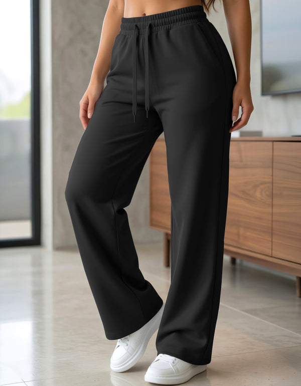 Pants Recto Mujer Fleece Corte Cómodo color Negro