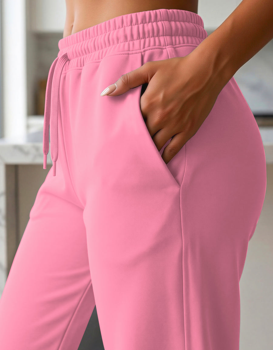 Pants Recto Mujer Fleece Corte Cómodo color Rosa