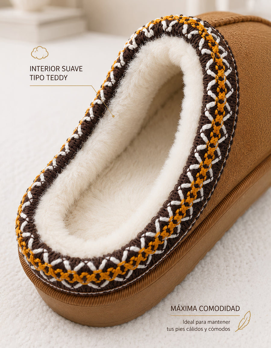 Pantuflas Cerradas Suaves Antiderrapantes color Beige