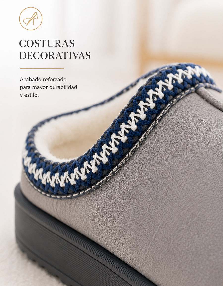 Pantuflas Cerradas Suaves Antiderrapantes color Gris