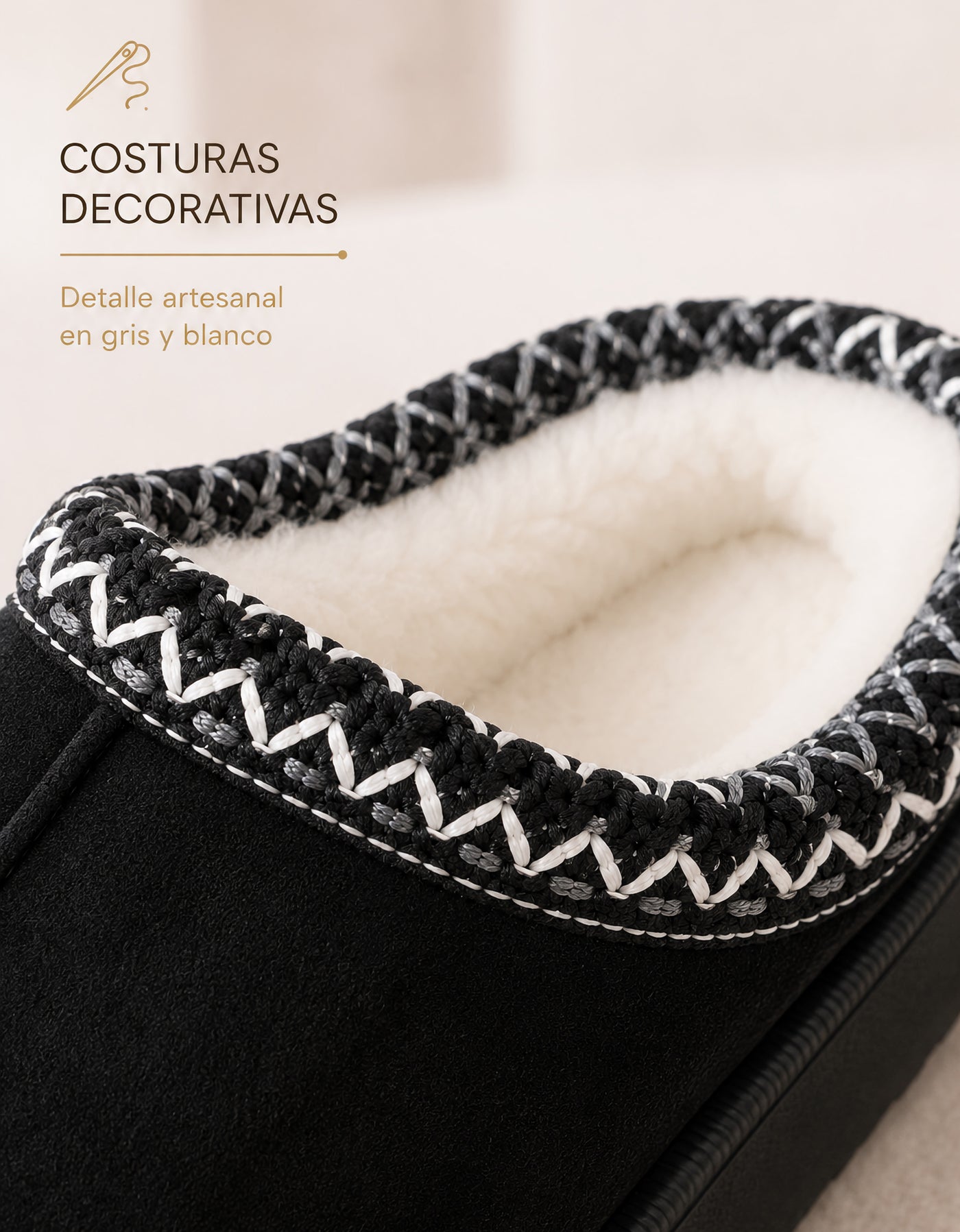 Pantuflas Cerradas Suaves Antiderrapantes color Negro