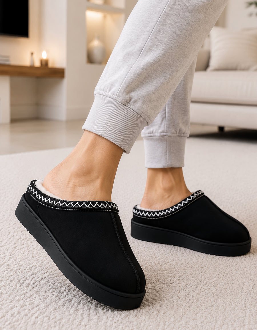Pantuflas Cerradas Suaves Antiderrapantes color Negro