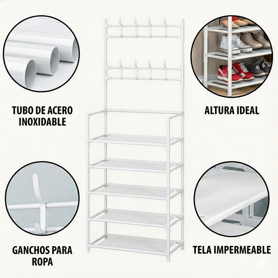 Perchero Metálico con Ruedas · Organizador de Closet color Blanco